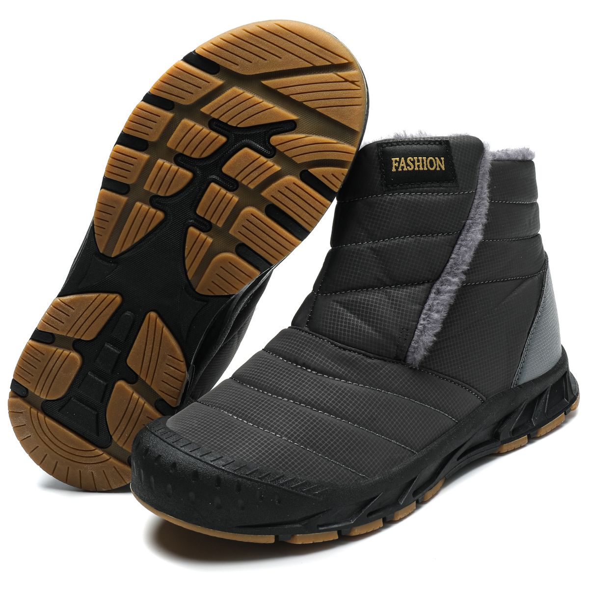 Winter Warm Round Toe Winter Men's Flat Heel Casual Black Cotton Shoes Winter Warm Non Slip Large Cotton Shoes_vogvips.com