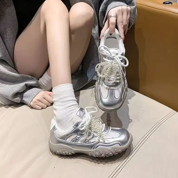 Crescent Bottom Heightening Lace Pearl Casual Moral Training Shoes Womens Spring Internet Celebrity Non Slip 251107_vogvips.com
