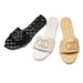 Women's Shoes Letter C Metal Buckle Flat Slippers And Slides Casual Quilted Embroidered Beach Sandals_vogvips.com