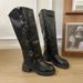 2025 Korean Style Autumn Winter Round Toe Chunky Fashion Women's Versatile Heel High Tube Over-the-Knee Martin Boots_vogvips.com