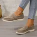 Non Women's Khaki Suede Pointed Toe Loafers Slip On Casual Flat Comfortable Soft Sole Walking Shoes For Office Daily_vogvips.com