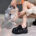 European And American Style Shiny Thick-Soled Loafers For Women 2024 Spring New Full Rhinestone Casual Non-Slip_vogvips.com
