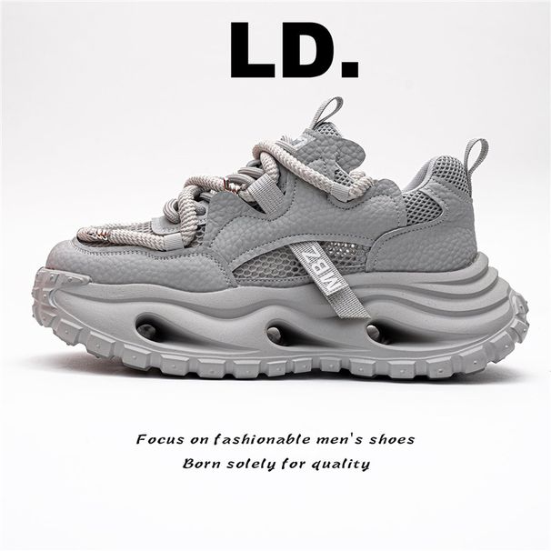 2026 Summer Men's Shoes: Yellow Thick-Soled Dad Shoes, Breathable, Versatile, Casual Sports Trendy Shoes_vogvips.com