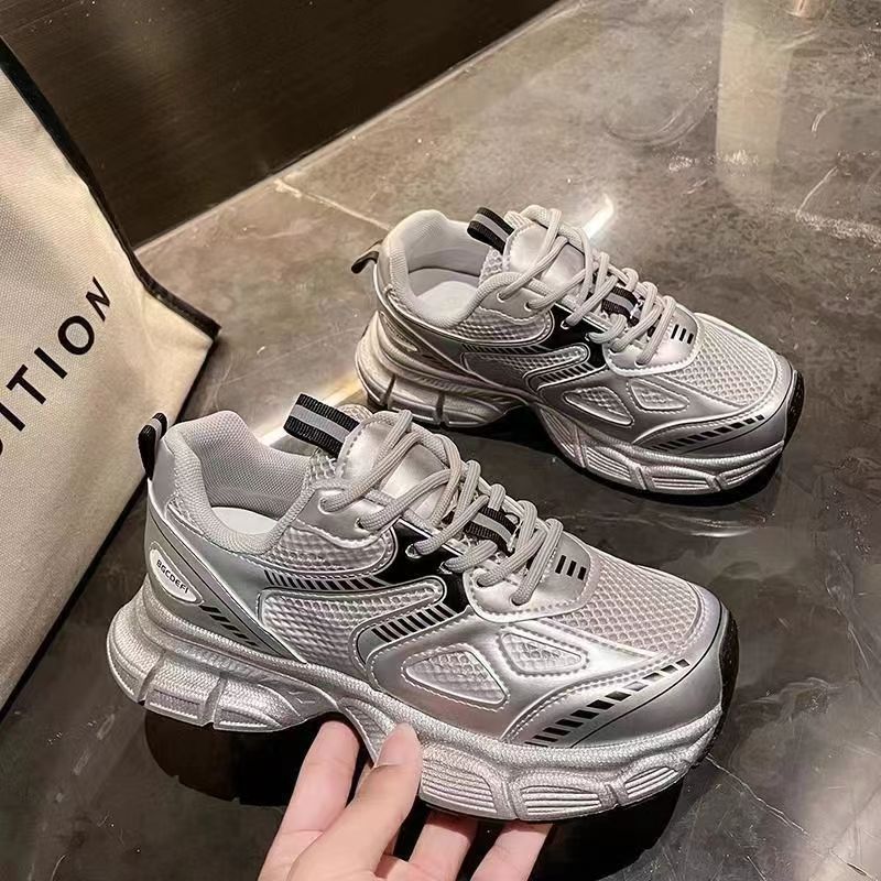 Kids' Shoes Girls' Sneakers Silver Children's Dad Shoes New Autumn Girls Breathable Casual Shoes Mesh Running Shoes_vogvips.com