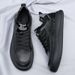 Men's High Top Board Shoes Premium Genuine Leather Thick Sole Warm Lining Fashion Sneakers Versatile Casual Winter Cotton Shoes_vogvips.com