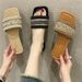 Ethnic Style Fisherman Sandals For Women To Wear In Summer, Size 41-43 Large Grass Woven Sweat Absorbing Flat Bottomed_vogvips.com