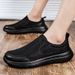 Euro Step Summer Men's Breathable Hollow Out Cloth Slip-On Black Walking Soft Sole Lightweight Sports Running Shoes_vogvips.com