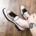 Euro Step British Color Block Brogue Men's 45 Hair Stylist Men 46 Korean Style Loafers Leather Large Size Groomsmen Trendy Shoes_vogvips.com
