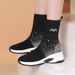 Thin New Knitted Thick Muffin Wedge Socks Plaid Non-Slip Women Shoes Genuine Leather Soft Bottom Elastic Boots_vogvips.com