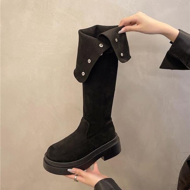 Platform Long Women 2025 Autumn Winter New Two-Way Fold Over Knee Slimming High Tube Riding Boots_vogvips.com