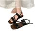 Open-toe Sandals Women For Summer 2026, New Korean Version, Vintage Fairy Style, Single Strap Buckle, Soft Flat Roman_vogvips.com