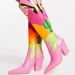 Women's Shoes Fashion Catwalk Thick Heel Multi Color Stitching Long Boots Women's Shoes Comfortable And Versatile Lightweight Street Low Heel_vogvips.com