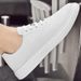 Men's Large-size Cowhide Board Shoes Men's European Station Casual Pure White White Shoes One-pedal Loafers_vogvips.com