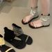 2026 Spring/Summer New Shoes: Women's Cowhide Suede Round-Toe Open-Toe Strap High-Top Flat Beach Sandals_vogvips.com