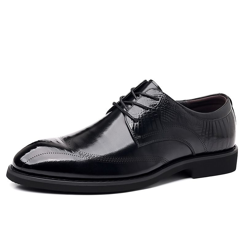 Euro Step First Layer Cowhide Autumn Brogue Carved Pattern Business Formal Suit Casual Leather Men Wedding Groom Shoes_vogvips.com
