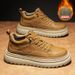 European Warm Series Mid-Top Autumn Casual High-Top Leather Martin Boots No-Tie Shoelaces Cotton Shoes Men's Winter Plush Warm_vogvips.com