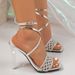 Cross-border Hollow Woven Strap Women, New Foreign Trade Model For Summer, Large Size, Square Open Toe, Stiletto Heel_vogvips.com