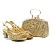 Wedding high-heeled rhinos round head fish mouth back sandals with Glitter diamond hand bag set shoe bag_vogvips.com