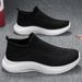 Men's Summer Knit Running Shoes - Breathable Mesh & Lightweight For Work & Casual Wear (Black Athletic Sneakers)_vogvips.com