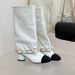 Xiaoxiangfeng Trouser Tube Boots Women's High Heels 2025 Autumn And Winter New Versatile High Boots Chain Short Boots Thick Heel Single Boots_vogvips.com