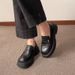Women's new black leather slip-on loafers with thick soles_vogvips.com