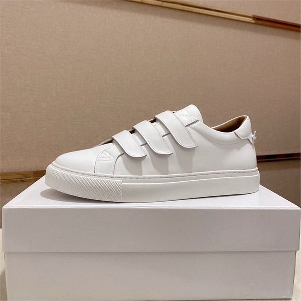 Trendy Brand Genuine Leather Casual White 2025 Spring Autumn Men's Sneakers Stylish Velcro Board Shoes_vogvips.com