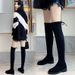 Over-the-Knee Winter Fleece-Lined New Small Size Elastic Slim Internet Celebrity Thick Heel Long High Boots For Women_vogvips.com