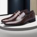 Men's Slip-On Dress Shoes - Crocodile-Pattern PU Business Loafers For Office & Casual Wear Slip On Casual Shoes Convenient Style_vogvips.com