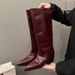 Women's Western Style Knee High Boots With Chunky Heel And Pointed Toe Classic Cowboy Boots For All-Day Comfort Boots, Fashion Boots._vogvips.com
