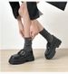 Platform Loafers Women's Autumn And Winter One-word Buckle With Retro Small Leather Shoes College Style Single Shoes_vogvips.com