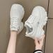 White Black Chunky Spring Autumn Thick Bottom Fashion PU Leather Platform Sneakers Women Lace Up Shoes_vogvips.com