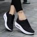 2026 Spring New Casual Women's Versatile Soft Sole Breathable Knitted Mom Height Increasing Square Dance Shoes Export_vogvips.com