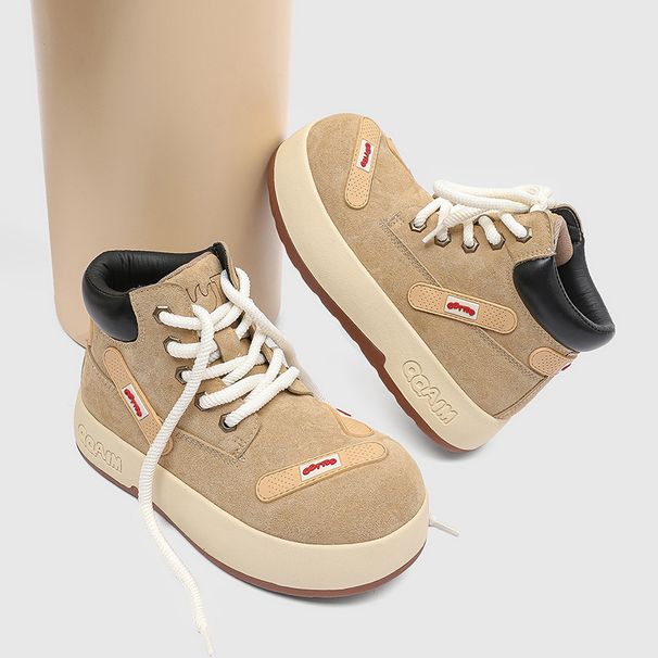 Autumn New Q Version Chunky Martin For Men And Women Thick Sole Height Increasing Yellow Men's Workwear Couple Short_vogvips.com