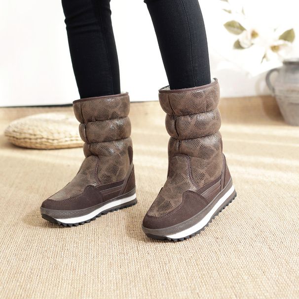 Winter New Fashion Trend Thickened Snowproof Anti-Slip Warm Ski Lightweight Mid-Calf Cotton Shoes Women's Snow Boots_vogvips.com