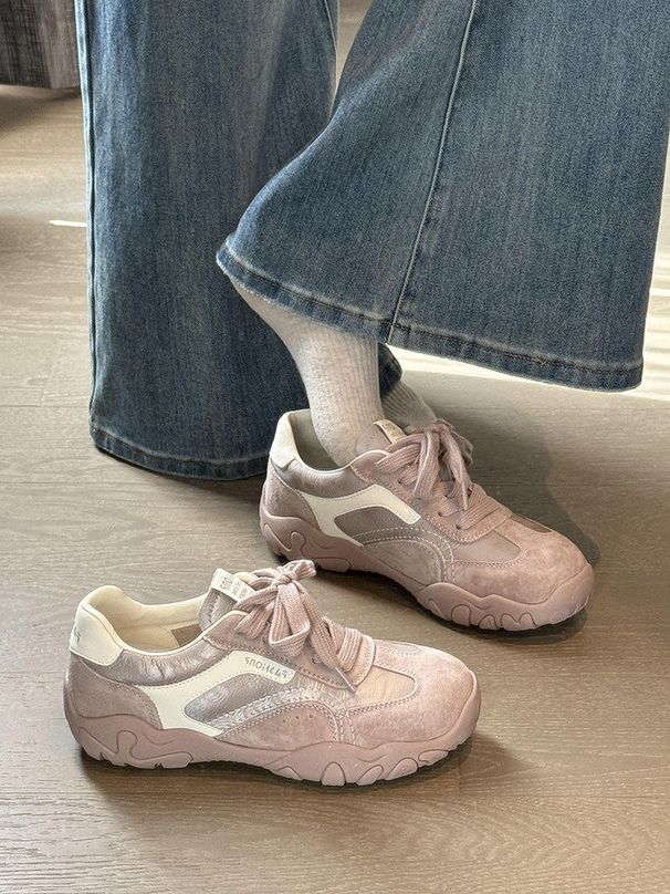 STRIDEO Retro Platform German Training Shoes Women's 2026 New Spring Lace-up Round Head Light Casual Sports Shoes Breathable Forrest Gump Shoes_vogvips.com