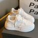 STRIDEO Leather Platform White Shoes Women's 2026 New Spring Height Increase Versatile Women's Shoes Casual Sports Board Shoes_vogvips.com