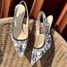 2023 New D Brand Embroidered Top Quality High Heels Cat Heel Letter Strap Bowknot Pointed Shallow Mouth Backless Closed Toe Sandals_vogvips.com
