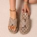 Women's plus Size Slippers round Toe Thick Sole Small Plum Blossom Design Single Strap Comfortable Home Shoes_vogvips.com