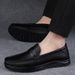 Douyin Doudou Shoes Men Spring Soft Sole Casual Leather Shoes Men Genuine Leather Middle-Aged And Elderly Black Slip-On_vogvips.com