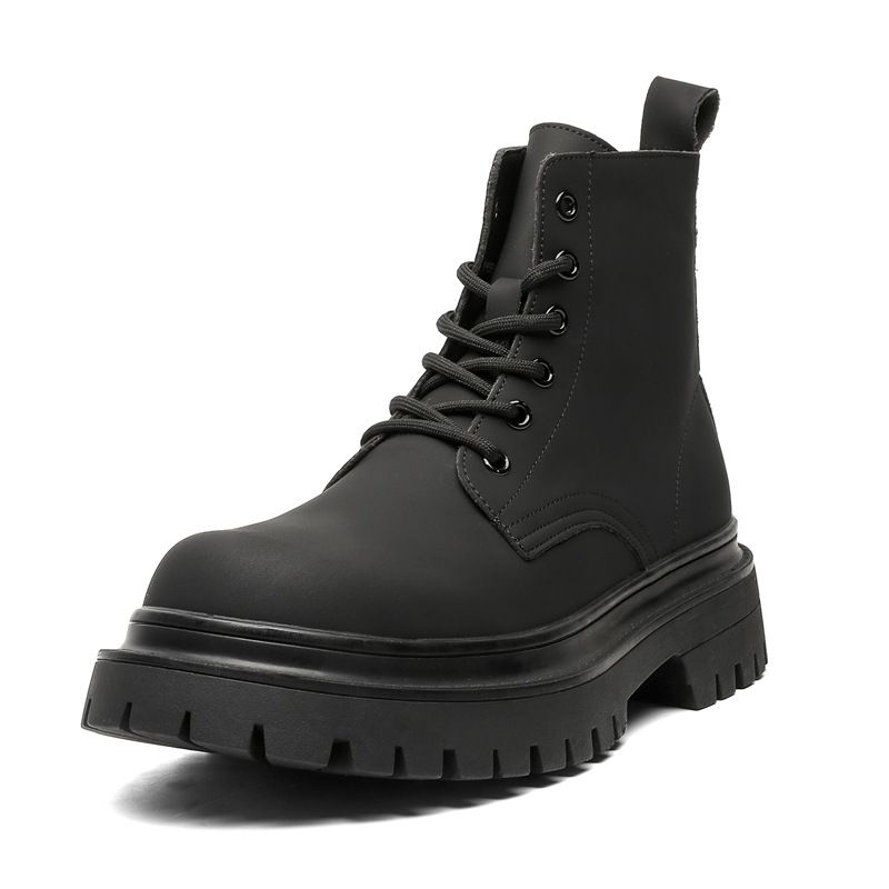 Darth Vader Skinny Men's Short Boots Locomotive Style Retro Tooling Boots Thick-soled Height Increasing Martin Boots_vogvips.com