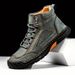Large Size Men's PU Leather Boots, Men's Fashion Hand-stitched Ankle Boots Flat-bottomed Lace-up Casual Shoes_vogvips.com