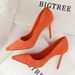 516-1 Korean Style Fashion Simple Stiletto High Heels Shallow Mouth Pointed Toe Suede Sexy Slimming Professional OL_vogvips.com