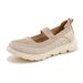 K6016-5 New 2025 Genuine Leather Autumn Winter Light Cushion Non-slip Round Toe Knit Breathable Mom Shoes Women_vogvips.com