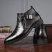 European Warm Series Autumn Winter Thickened Martin Boots Casual Pointed Toe Men's Genuine Fashion Lion Head Leather Shoes_vogvips.com