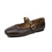 Soft Leather French-style Women's Flat Mango-toe Ballet Gentle Evening Style Shoes, Vintage Mary Jane Shoes_vogvips.com