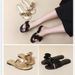 Plain White Flat Lotus Leaf Slippers For Women Summer Outdoor French Style Gold Beach One-Strap Sandals_vogvips.com