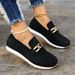 Women's Slip-On Loafers With Thick Soft Sole - Breathable Platform Shoes For Casual Wear - Round Toe Fashion Sneakers - Black & White_vogvips.com