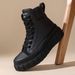 Four Seasons Thick Sole Heightening Women's Comfortable High Top Sports Shoes Daily Laced Black Casual Shoes_vogvips.com