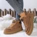 Women's Winter Plush Lined Sneakers With Thick Rubber Sole, Low Heel Slip-Resistant Casual Shoes For Walking, Comfortable Round Toe Boots_vogvips.com