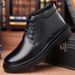 European Warm Series Winter New Cowhide Workwear High-top Slip-on Chunky Mid-calf Thick-soled Mid-heel Martin Boots With Fleece Lining For_vogvips.com